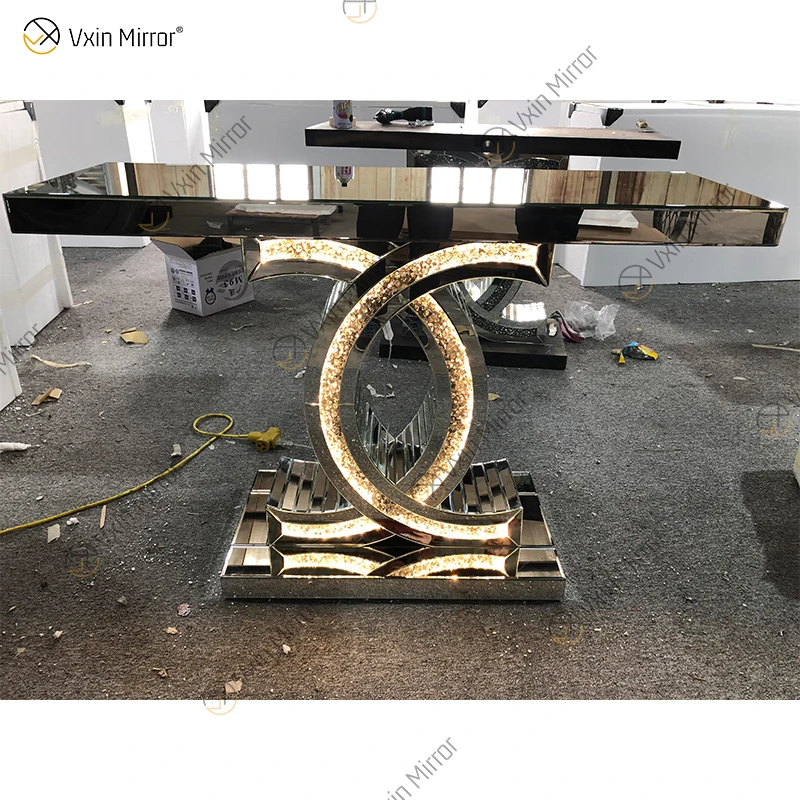 Wholesale Wxf-291 Modern Mirrored Luxury Console Table Led Silver Crystal  Diamond Glass Console Table - Buy Glass Console Table,Led Console