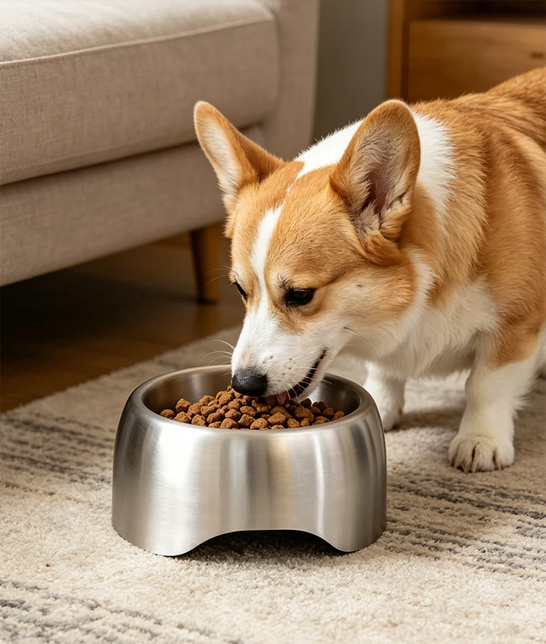 product best selling 304 stainless steel pet bowl safe durable anti scratch feeding bowl for dogs  cats-0