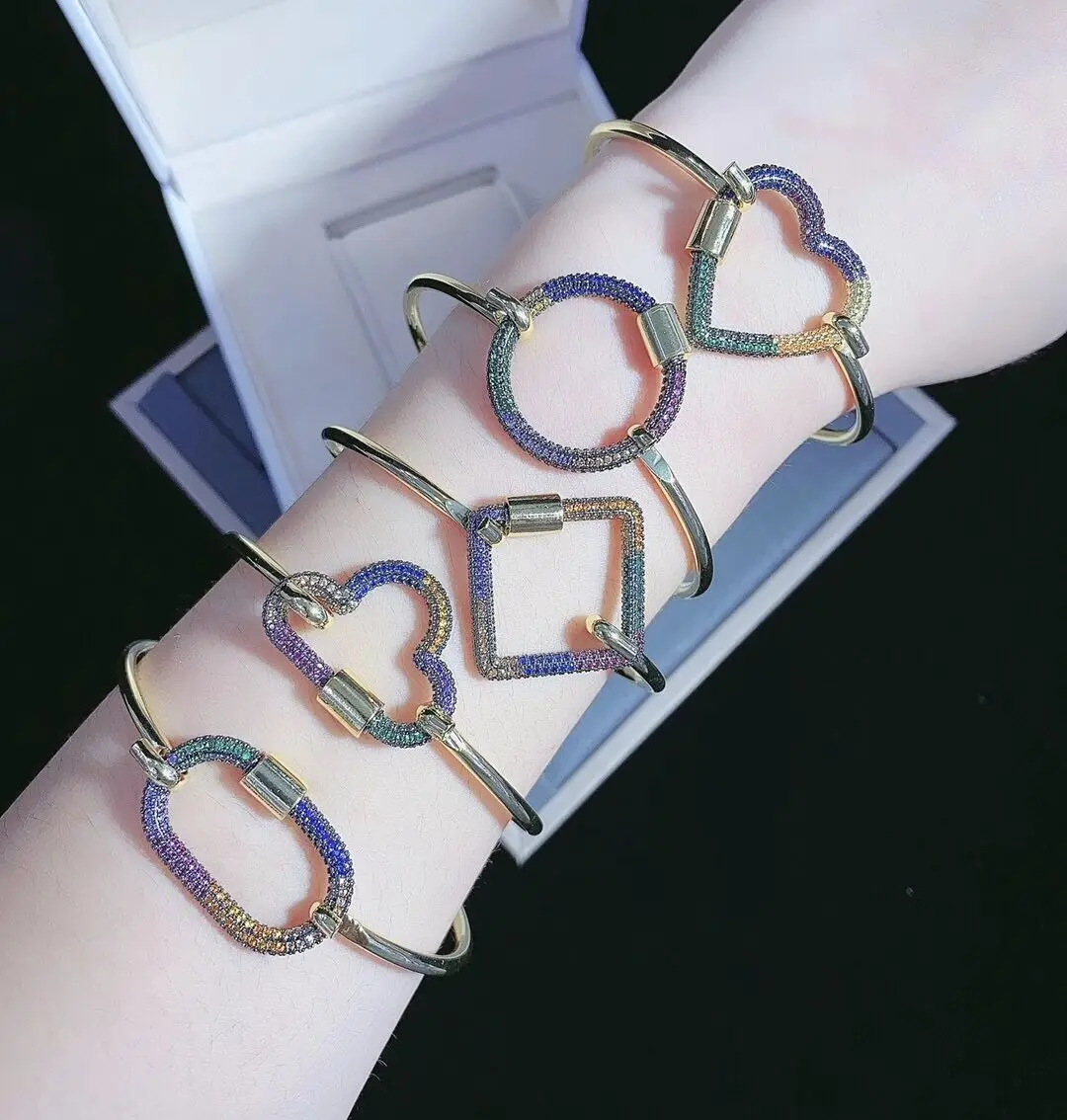 2021 Latest Gold Micropave Coloful Zirconia Clasp Lock Heart Oval Round  Square Charm Simple Bracelet Bangle Design - Buy Gold Bangles Latest Designs,Clasp  Bracelet,Titanium Heart Lock Bangle Bracelet Product on Alibaba.com
