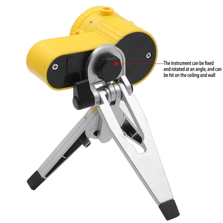 Horizontal Vertical Line Tool Yellow Multifunction Cross Line Laser Leveler with Tripod Worldwide