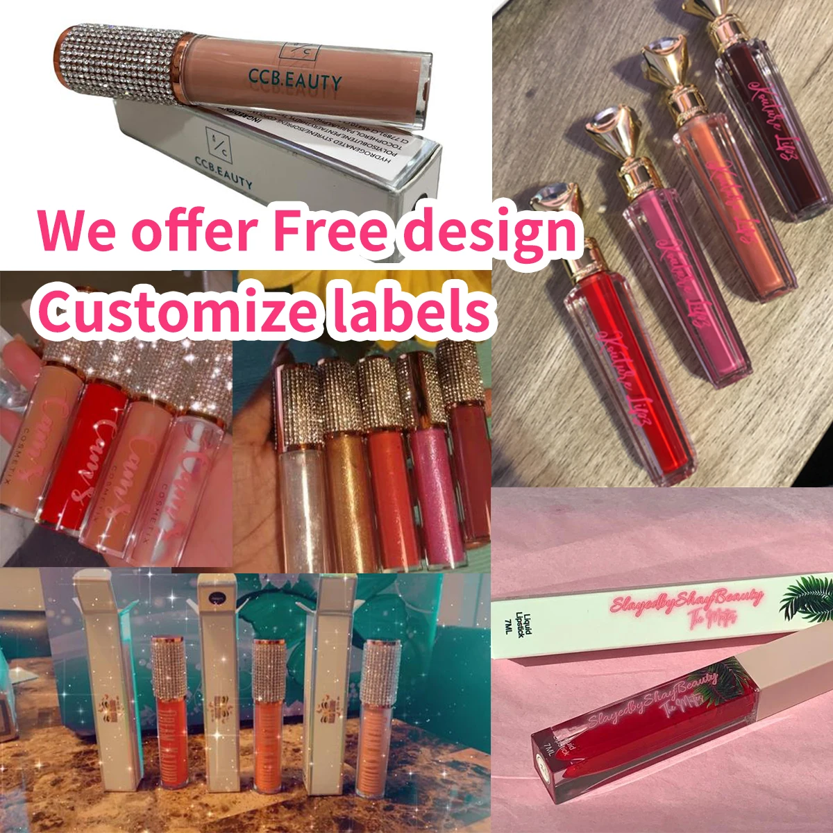 Оптовая продажа, Пользовательский логотип, уникальный влагостойкий блеск для губ с золотыми тюбиками для губ