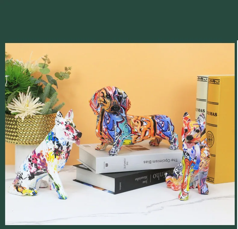 北欧彩色绘图腊肠犬树脂小雕像创意模拟宠物狗艺术雕像家居装饰生日礼物 Buy 狗雕像 动物雕像 狗雕像product On Alibaba Com