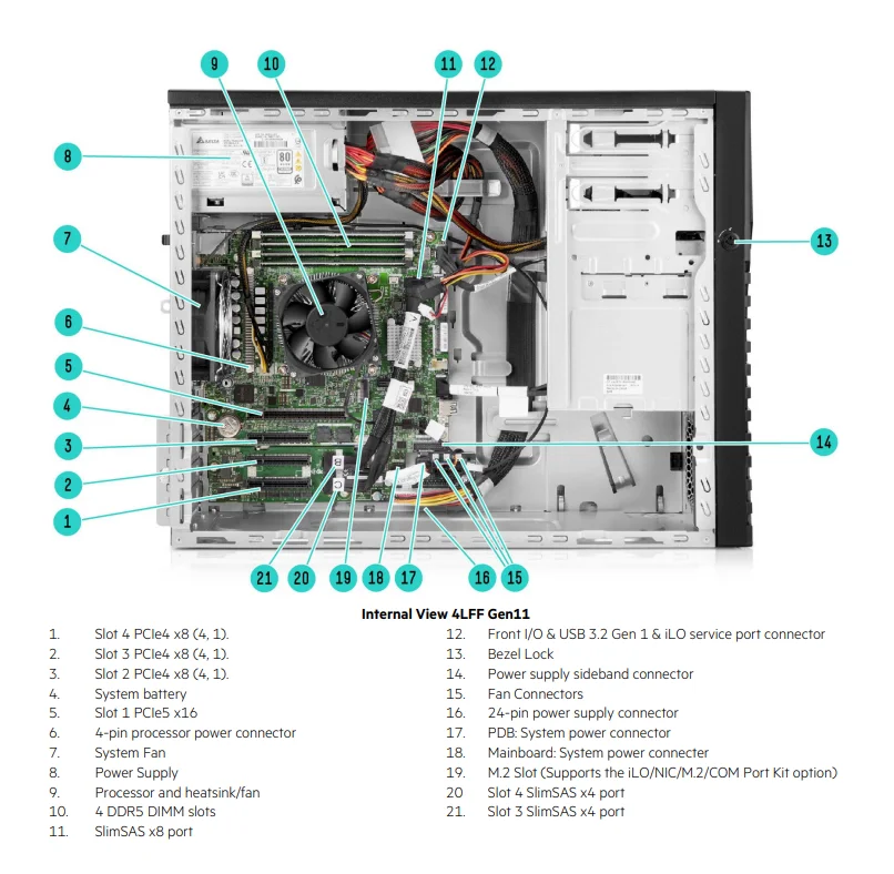High Quality HPE ProLiant ML30 Gen11 with 4 to 8 Core DDR5Tower Server for Cloud Computin