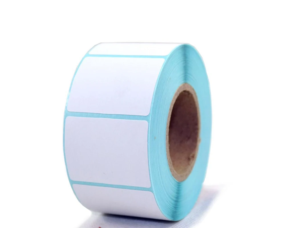 Factory custom 2.25 x 1.25 light blue adhesive thermal label paper roll,Wholesale printer label stickers factory