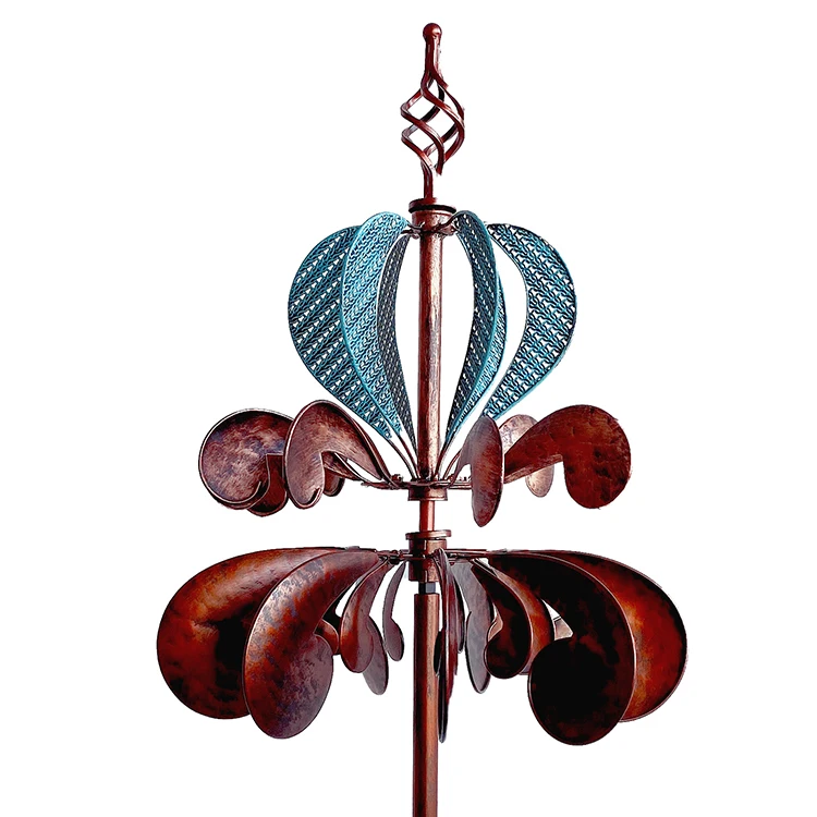 Copper Flower Kinetic Outdoor Patio Spinners Metal  Art 3D-Wind-Spinners Customized Color