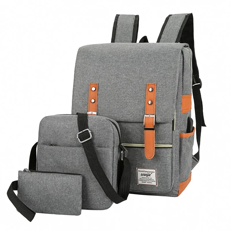 MARKSMAN Factory Wholesale Computer Backpack Set Large Capacity Business Travel Bag With USB Charging Port