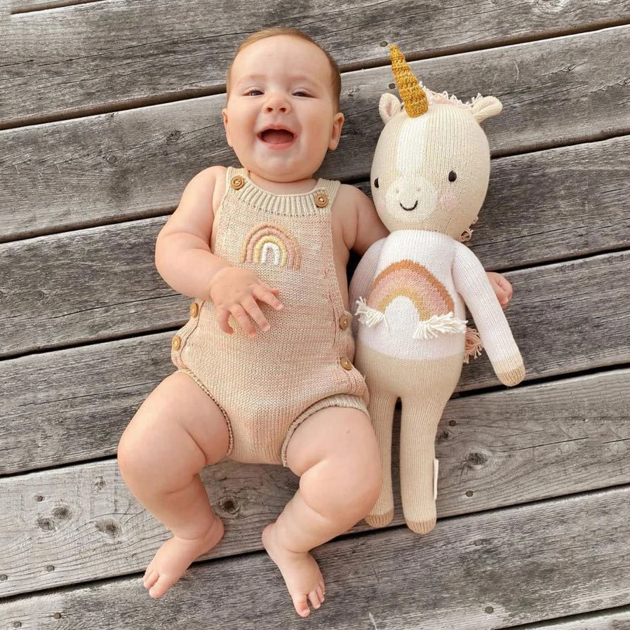 Y-F детские свитера ручной работы с яркой вышитой радугой для новорожденных комбинезоны милые дети, гимнастический костюм, одежда, комбинезон