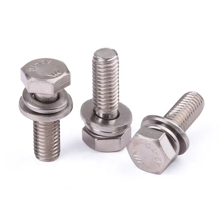 GB9074.17 M3-M12 stainless steel external hexagonal combination screws bolt with washer attached washers bolts