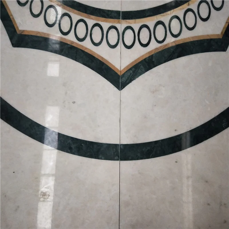 product polished natural marble brass mosaic water jet tiles medallion style square villa design hotel front indoor floor decor dolomite-4