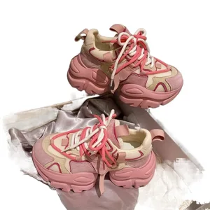 High-Top Women's Pink Slip-on Autumn Sneakers in Japanese School Style PU Walking and Running Shoes Cute Foreign Trade Edition