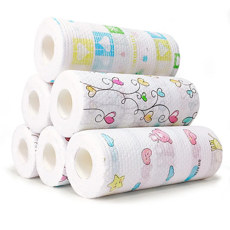 Hoement 3 Rolls kitchen cleaning paper dishes cleaning towel kitchen dish  towels fiber dish cloth paper towels disposable washcloths tableware wipe