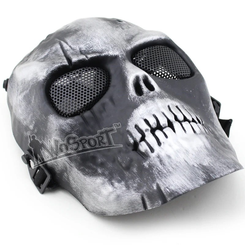 wosport military tactical skull full face mask steel mesh