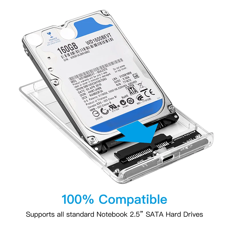Dropshipping 3.5 inch HDD SATA IDE Plastic Storage Box Hard Drive Disk Enclosure Case