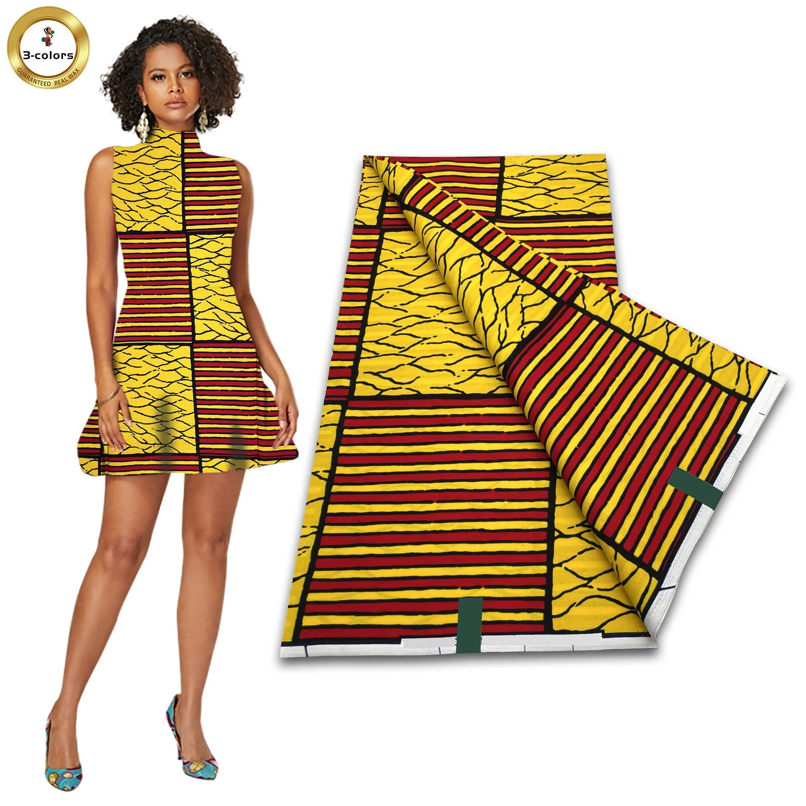 Tissu Africain Imprimé Cire (Ankara) - Coton Véritable - Prix Au Mètre - Pour Artisanat Et Vêtements