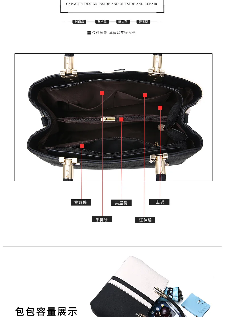 Hot Sale  Large Capacity Woman Handbag  Female Zipper Casual Shoulder Bags Lady  Leather Tote Crossbody Bag Women's Shoulder Bag