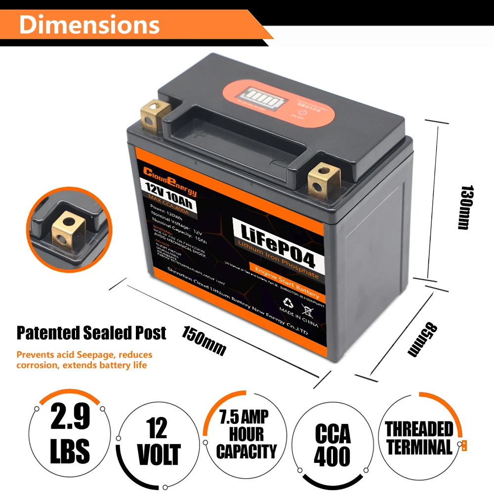 Литиевая батарея для двигателя мотоцикла 12 8 В 10 А/ч