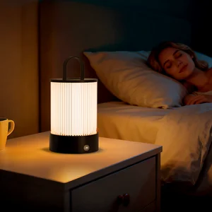 Black /Red/ Green ColorIndoor Bedroom Table Lamp Glass Portable Type c Rechargeable Touch Control Table Lamp