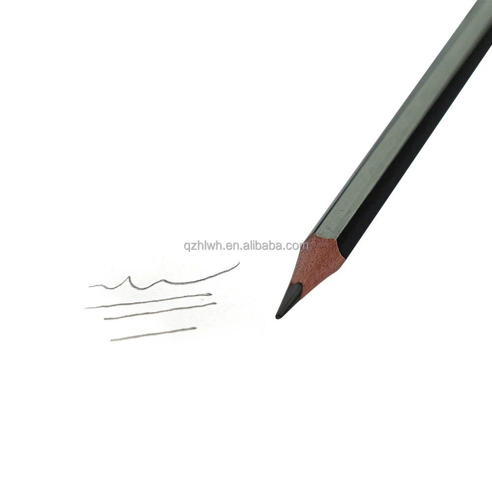 Hexagonal Triangular Pencil Customized Logo Printing Black Crown Sticking Black Lead Pencil 7 Inches Wooden HB 2B Pencil