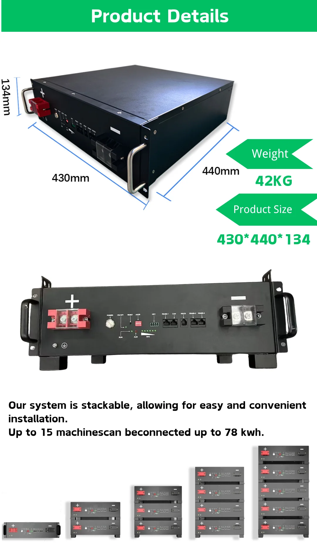 product 512v grade a lifepo4 cells 48v 100ah lifepo4 battery 6000 times rs485 can lifepo4 battery 48v rack mount a grade cell-6