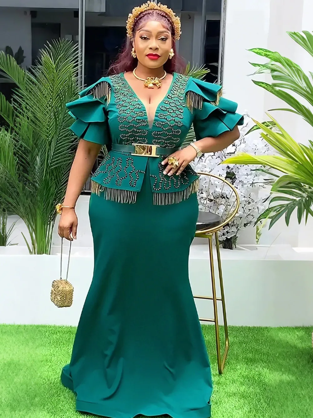 2025 afrique femmes strass robe de soirée Kanga vêtements de