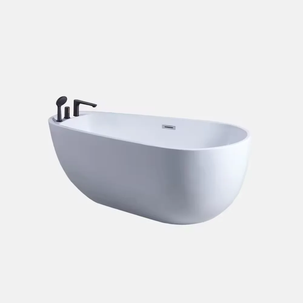 Best Quality Bathroom Soaking Hot Tub Artificial Stone Acrylic Bathtub Resin Freestanding Bath Tub  Bathtub With Faucet