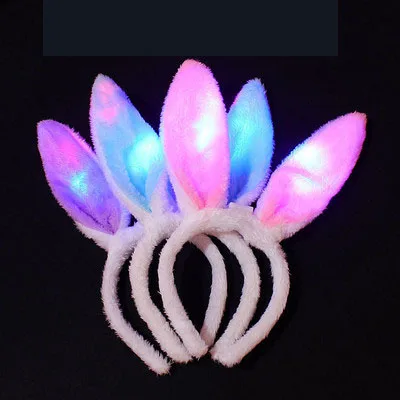 Serre-tête oreilles lapin LED multicolore – Accessoire lumineux FUN PARTY