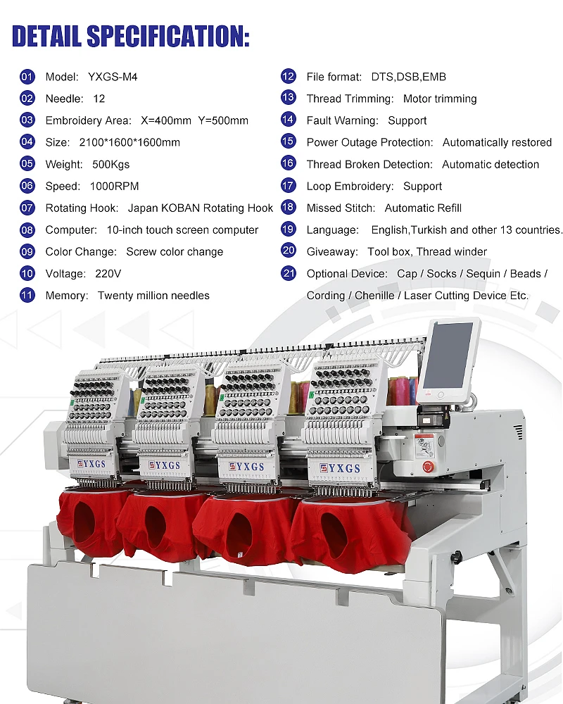 2 Head Multifunctional 12 Needle Home Computerized Embroidery Machine ...