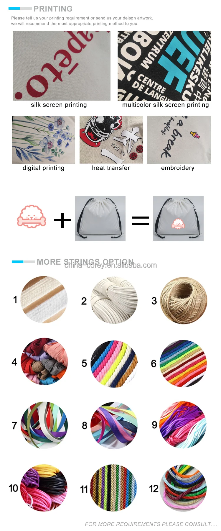 Manufacturer Custom Beige Cotton Drawstring Pouch Cotton String ...