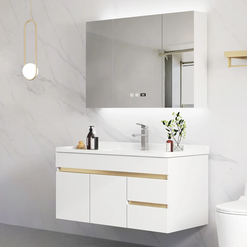 Top Quality Bathroom Furniture Waterproof Bathroom Vanities Sink Wall Mounted Bathroom Cabinets And Vanities Set
