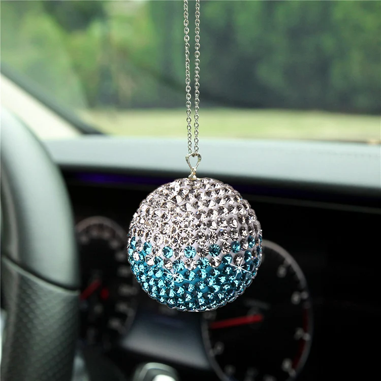 New Fashion Bling Bling Stainless Steel Rhinestone Car Auto Rearview Mirror Hanging Decoration Ball