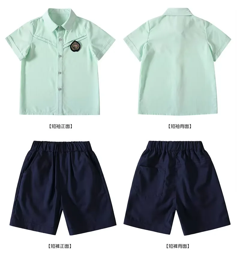 Unisex Short-sleeve Shirt Secondary Students Uniform OEM Primary Children  Middle School High Kids Kindergarten School Uniform