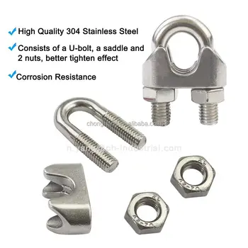 M10 Stainless Steel Wire Rope Cable Clip Clamp, 3/8 Inch U 6 thumbnail image