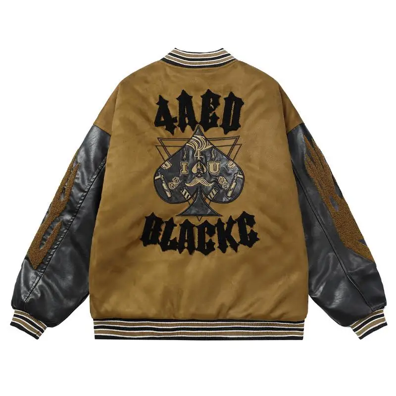 Varsity Jacket With Leather Sleeves For Men And Women Chenille_voghion.com