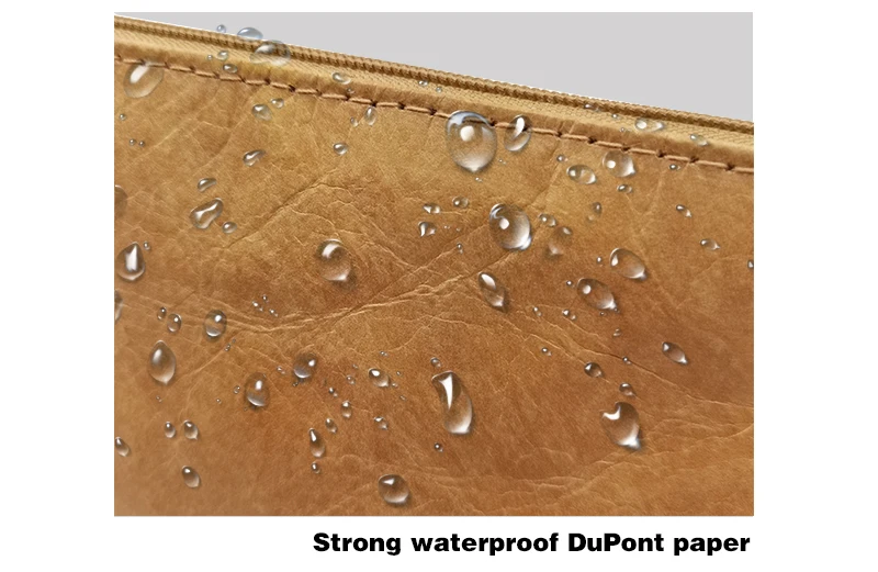 Wholesale Custom Travel Artist Private Label Brown Small Washable Tyvek DuPont Kraft Paper Cosmetic Bag