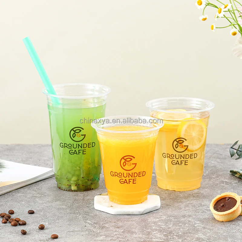 To go clear printed  disposable 92mm pet beverage cool drink plastic bekers recycled plastic cups manufacture