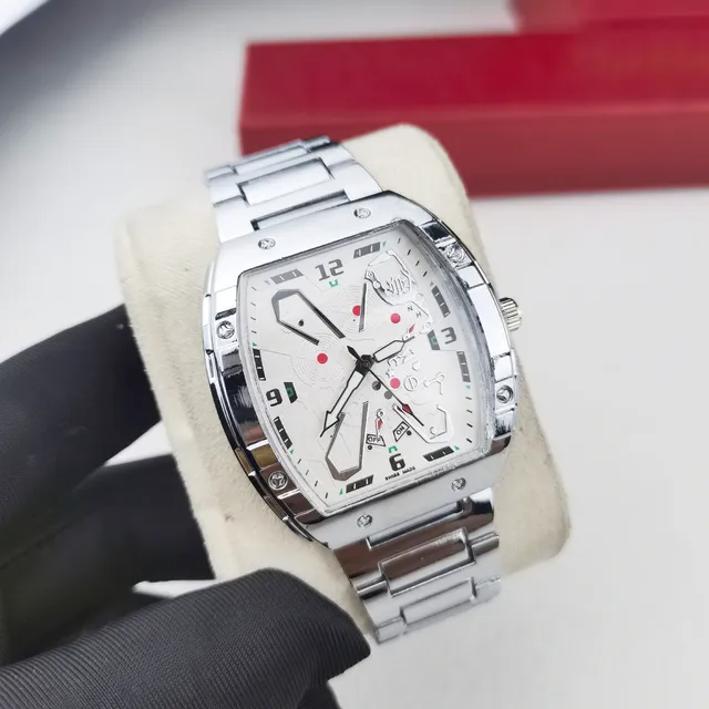 Richard Brand Luxury Quartz Watch Foreign Trade Multifunctional Cool Wine Barrel-Shaped Steel Three-Eye Explosion Temperament
