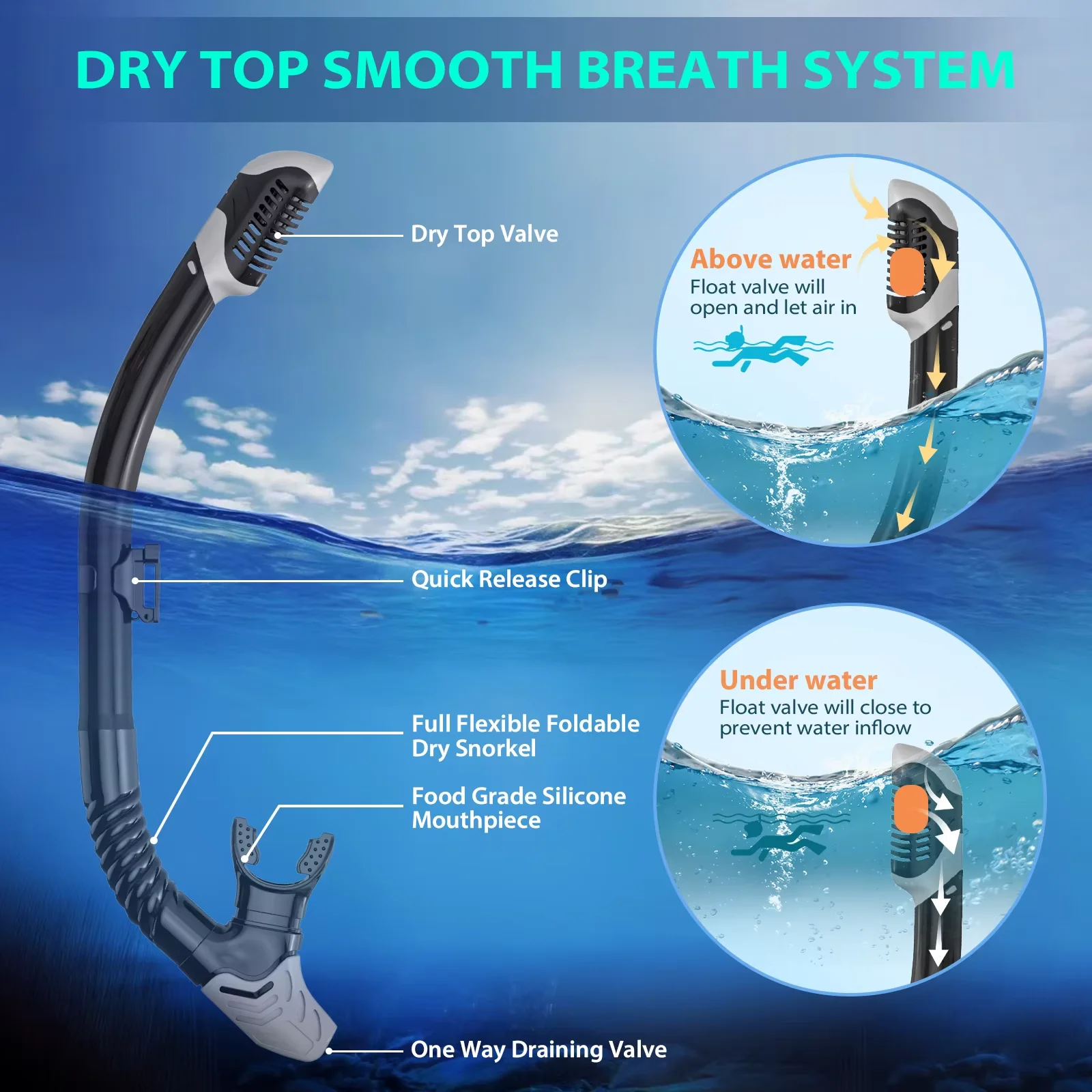 Snorkel Diving Mask Training Fins Flippers Three Piece Set Waterproof Double Lens Tempered Glass Lenses Portable Swimming_desvips.com