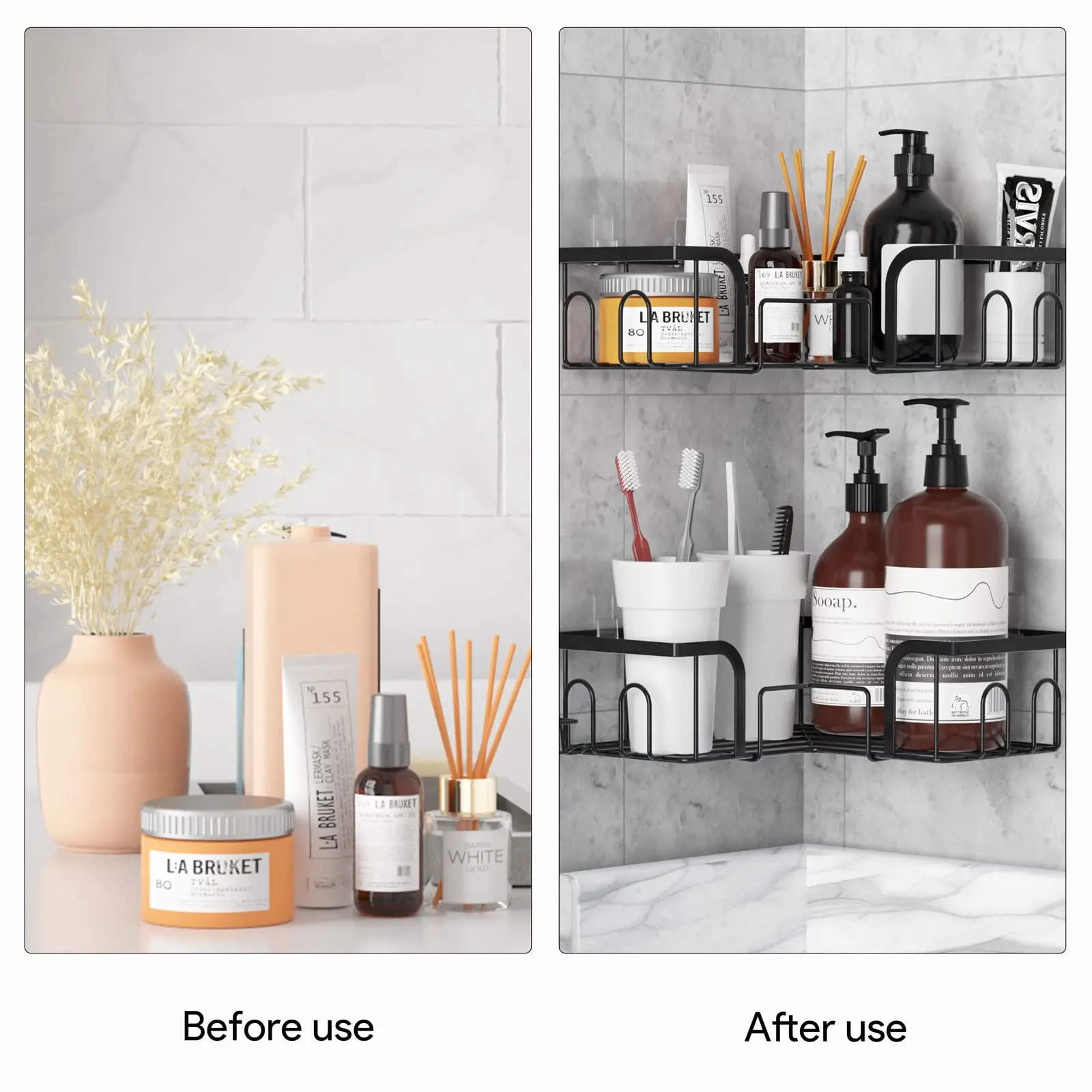 Avoalre Douche Caddy Zelfklevende 2 Pack met Haak Rustproof Douche Plank Roestvrij Staal SUS304 Badkamer Douche Organisator Opbergmand muur Gemonteerde Douche Opslag Geen Boren Zilver