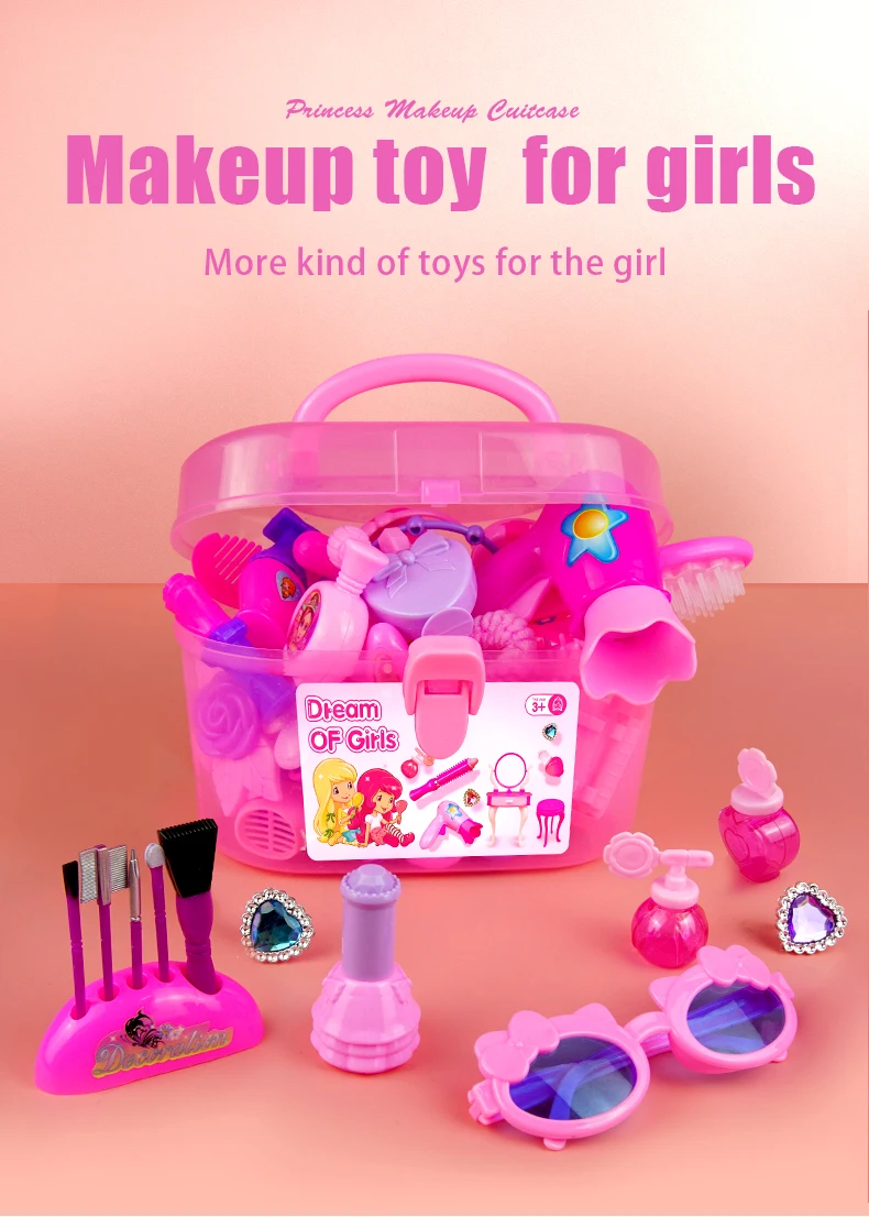 Wholesale Pink Makeup Set Children's Toys Child Plastic Pretend Play Makeup Toys