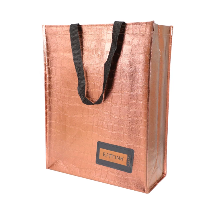 Wholesale New Fashion Design Custom Logo Print Supermarket Tote Metallic Non Woven Shopping Tote Bag