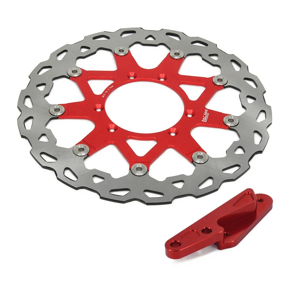 JFG RACING CNC Stainless Steel 270MM Front Floating Brake Disc Bracket Red Rotor Plate For For Honda CRF250R CRF450R CRF450X CR250R CR125R CRF250X SUPERMOTARD 125CC 250CC 450CC 