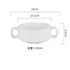 Taza pequeña para sopa, blanca, con doble asa.