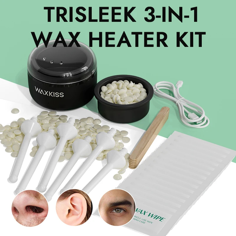 Easy to Clean 8ml Mini Silicone Nose Wax Pot Kit Portable Black Depilatory Wax Machine for Ear Hair Removal Eyebrow Shaping