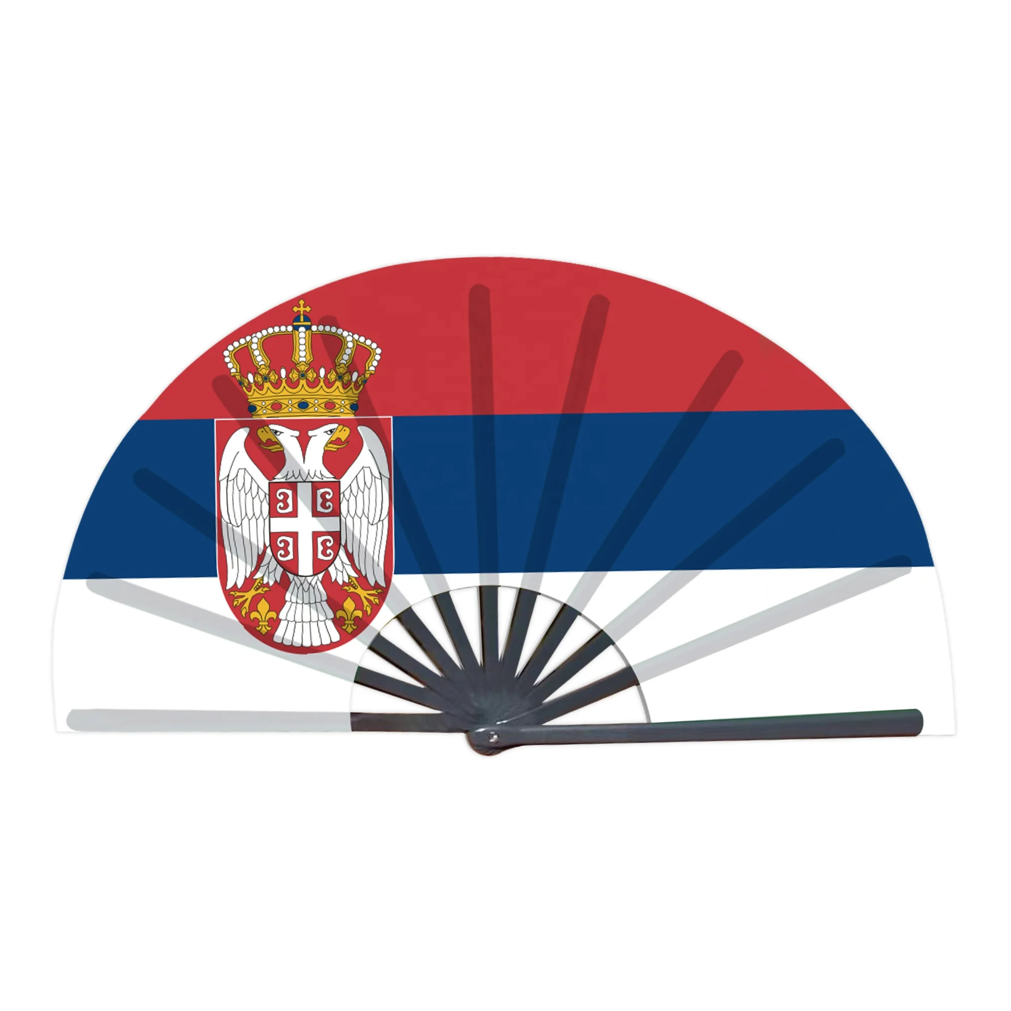 Handfächer mit serbischer Flagge, 33 cm, historischer Stil, praktisches Öffnen, Dekoration mit kulturellem Bezug_voghion.com