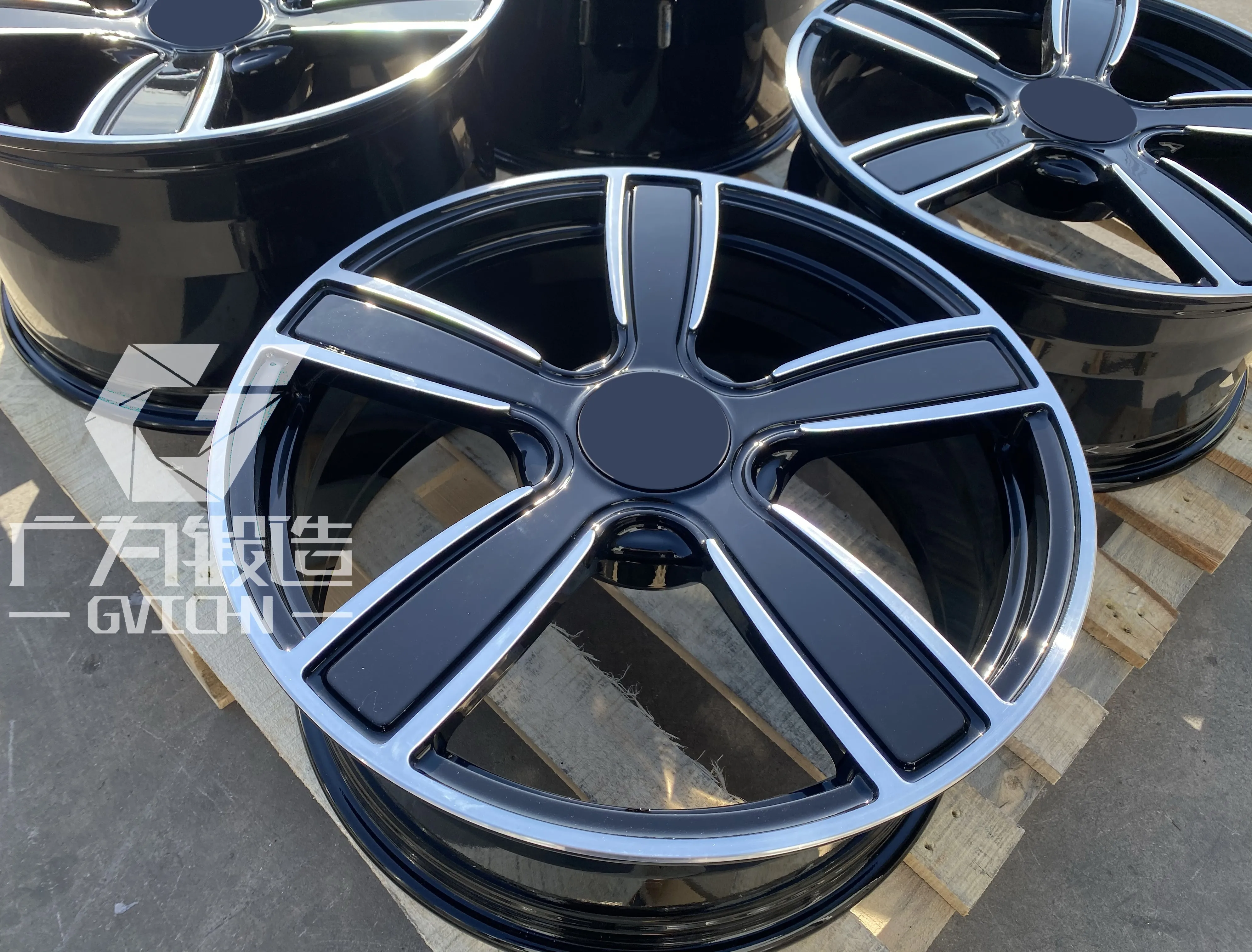 GVICHN gloss black with machine lip aluminum alloy forged wheel 17 18 19 20 21 22 inch high quality rims 5x112 5x114.3 5x120