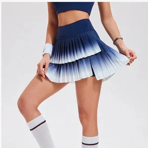 Custom Logo Breathable Luxury Sports Tennis Skirts for Women Ruffled Layer Light Weight Polyester Summer Sublimation Tennis Wear