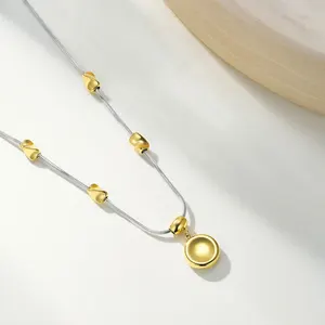 Fashion Sporty Commuter All-match Color Heart Pendant Stainless Steel Bamboo Chain Necklace for Women