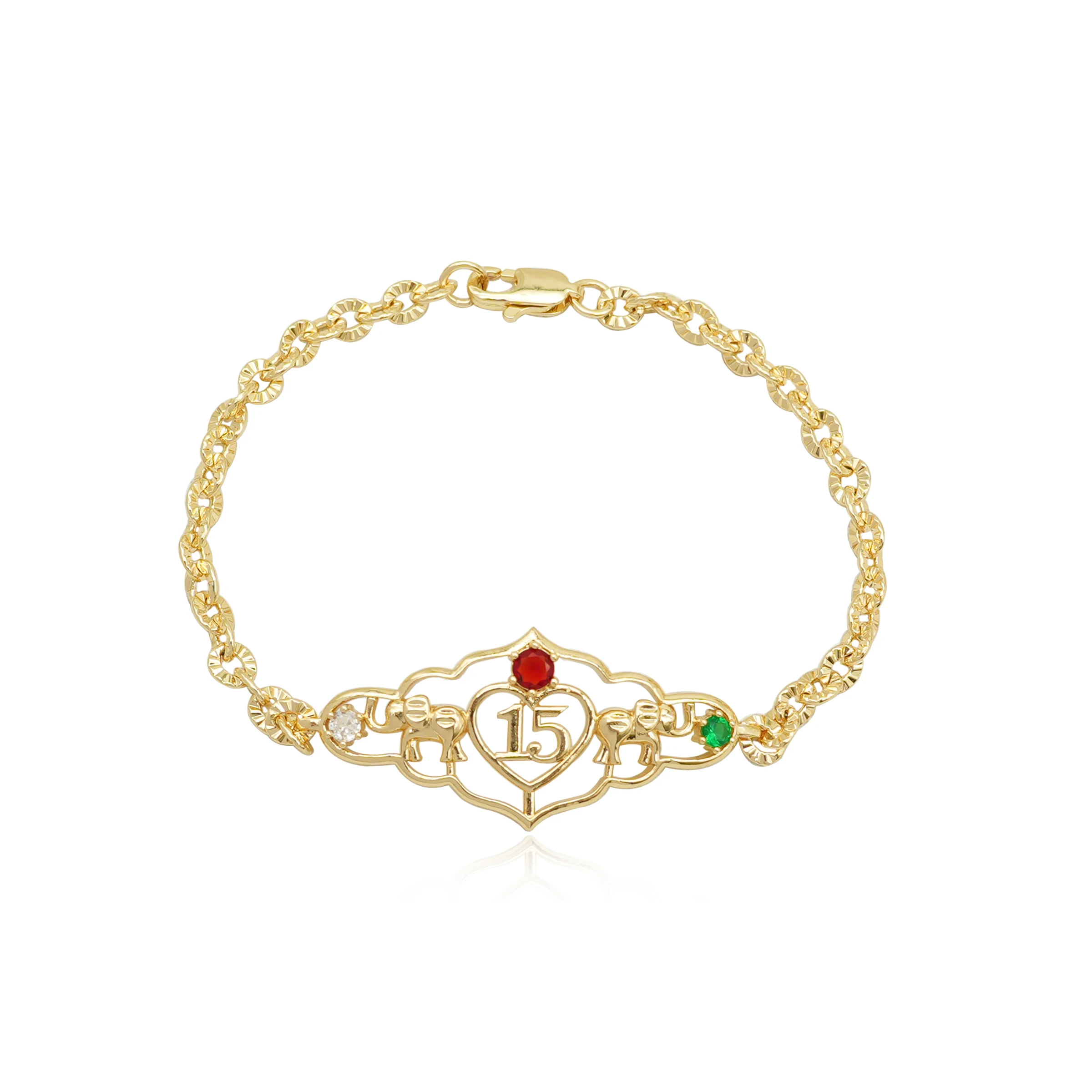 Wholesale 14k Gold Plated 19cm Elephant Lover Bracelet 15 Year Old