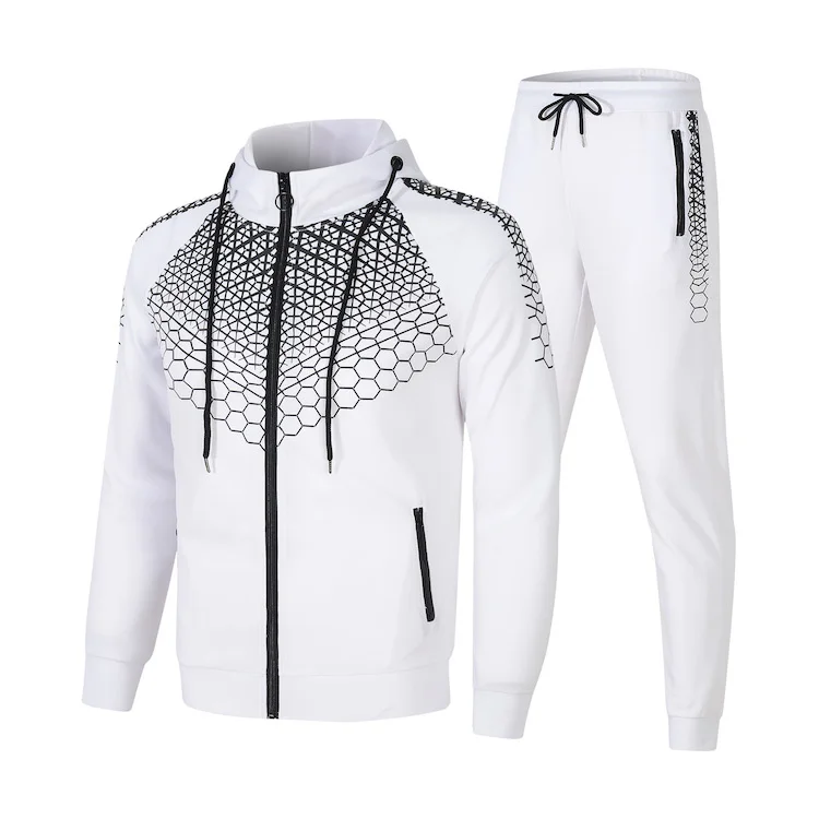 New arrival men clothing two piece sport jogging sets men fitted tracksuit sport jogging wear hooded set with customized logo