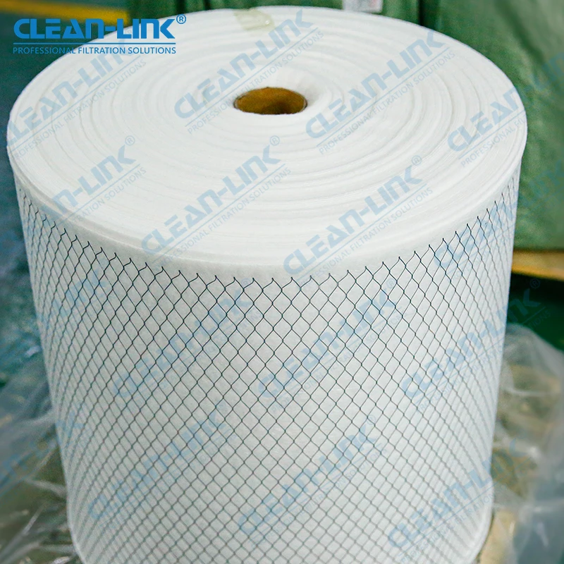 Manufacture Merv G4 Pleated Pre Filter Polyester Fiber Materia Laminated Mesh Air Filter Media Roll for Hvac Filtration